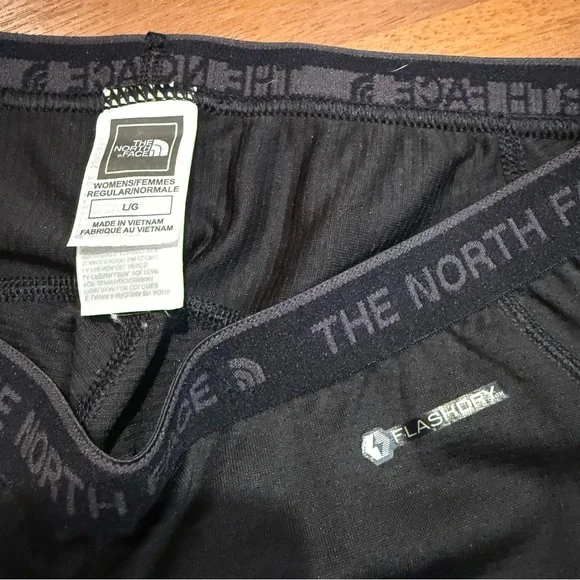 The North Face FlashDry Blk Leggings Womens L Base Layer Thermal Snow Ski Run - Picture 6 of 9